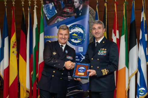 Visit of CECMED Commander Vice Admiral Christophe LUCAS to IRINI Operational Headquarters